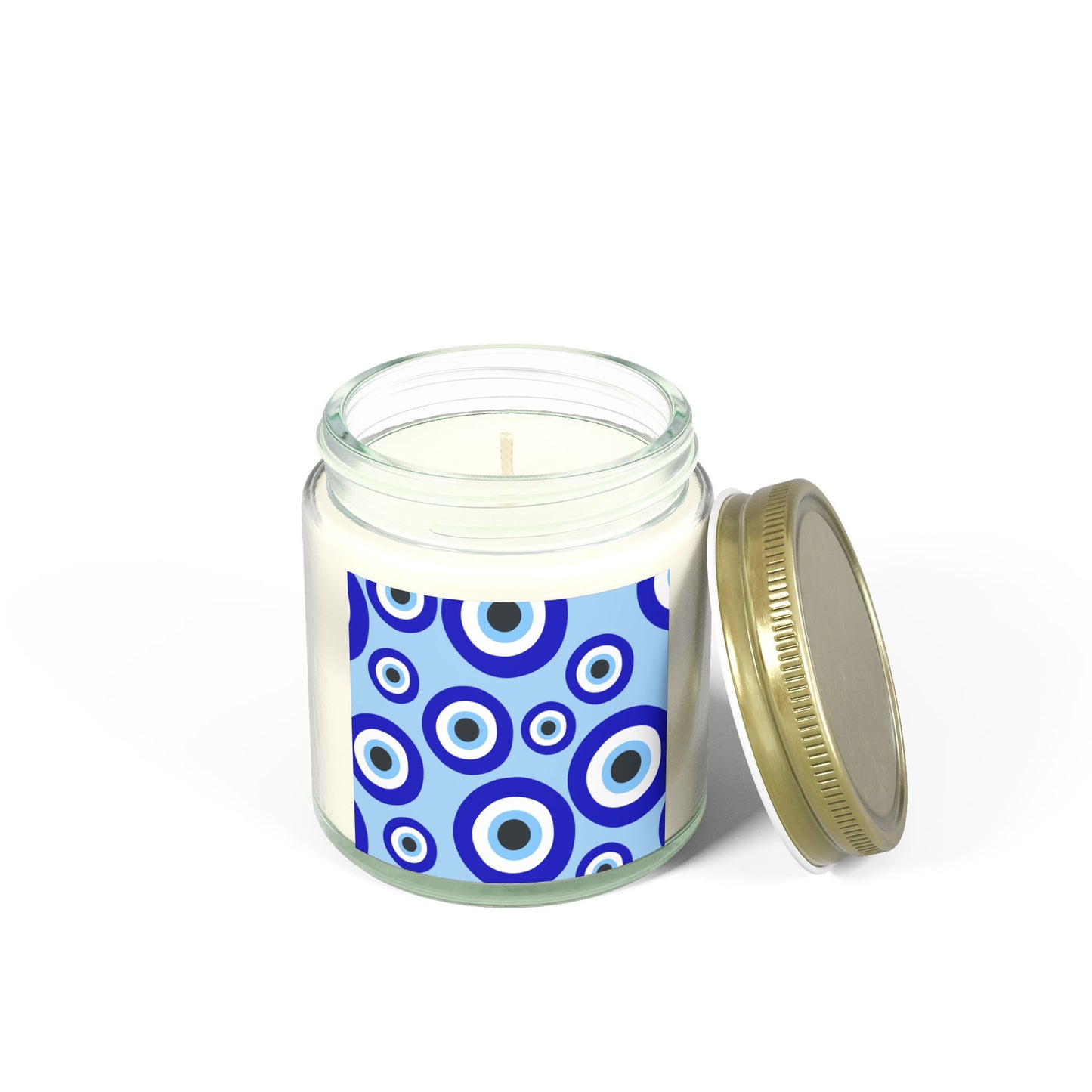 Scented Candles - Coconut Apricot Wax with Blue Eye Design (4oz, 9oz)
