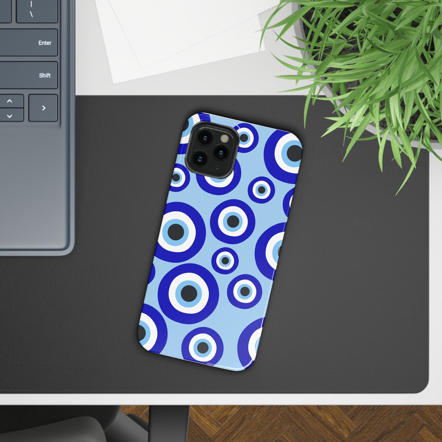 Eye-Catching Slim Phone Case - Blue Evil Eye Design