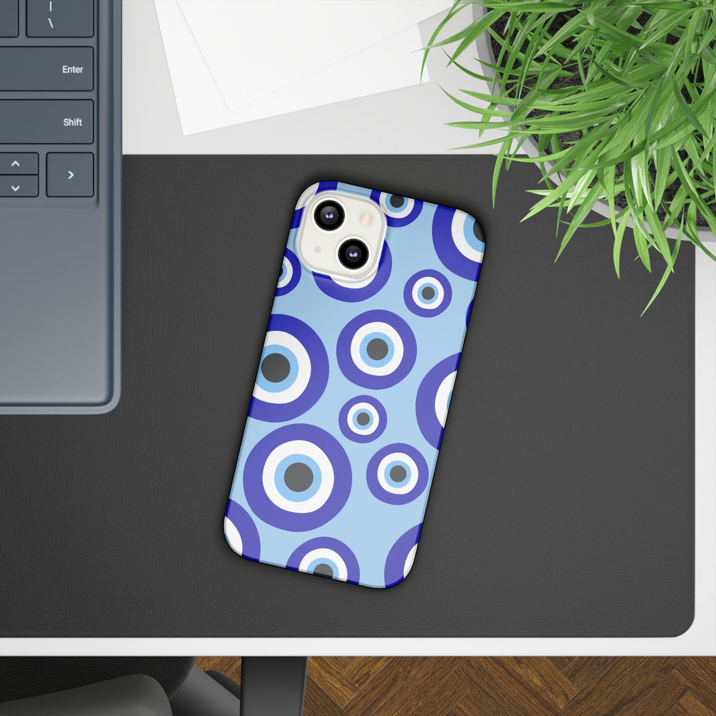 Eye-Catching Slim Phone Case - Blue Evil Eye Design