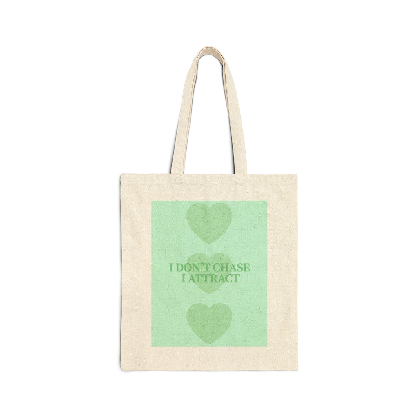Inspirational Cotton Canvas Tote Bag - 'I Don't Chase, I Attract'