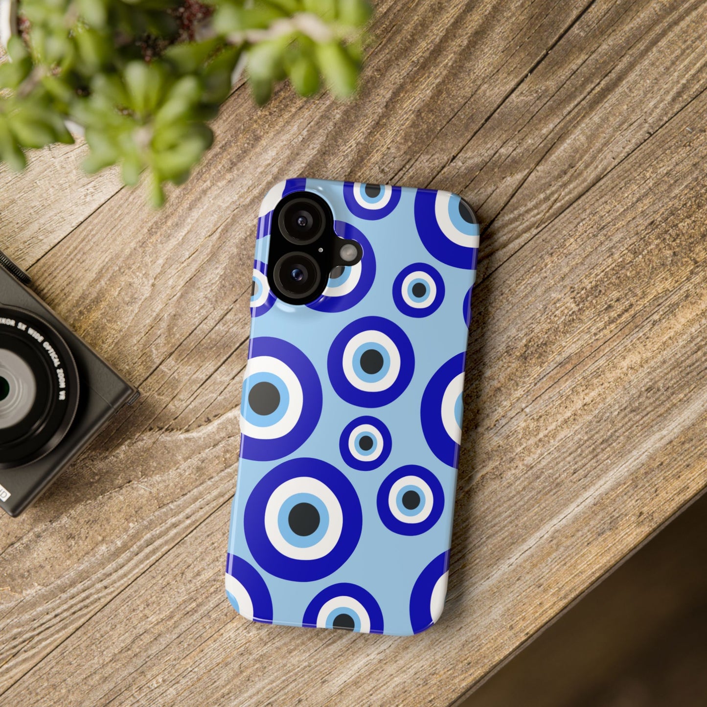 Eye-Catching Slim Phone Case - Blue Evil Eye Design