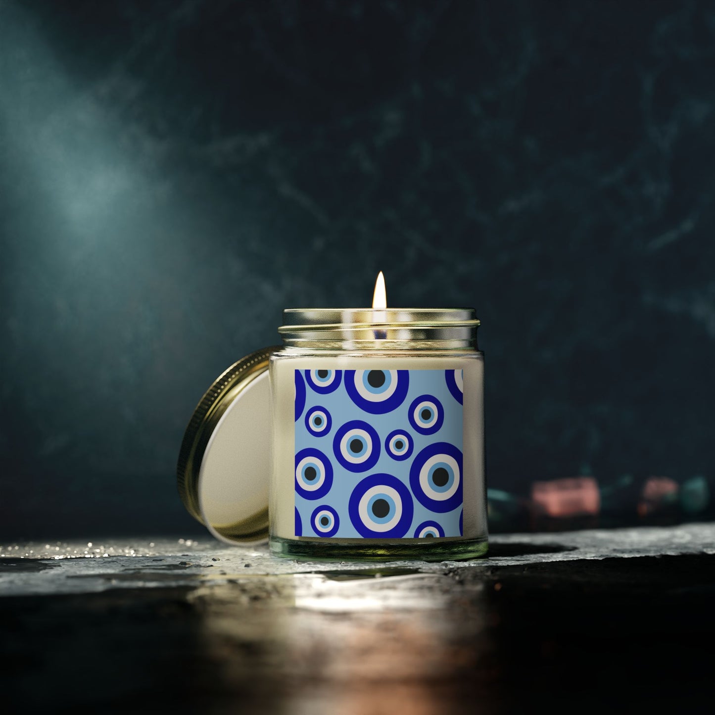 Scented Candles - Coconut Apricot Wax with Blue Eye Design (4oz, 9oz)