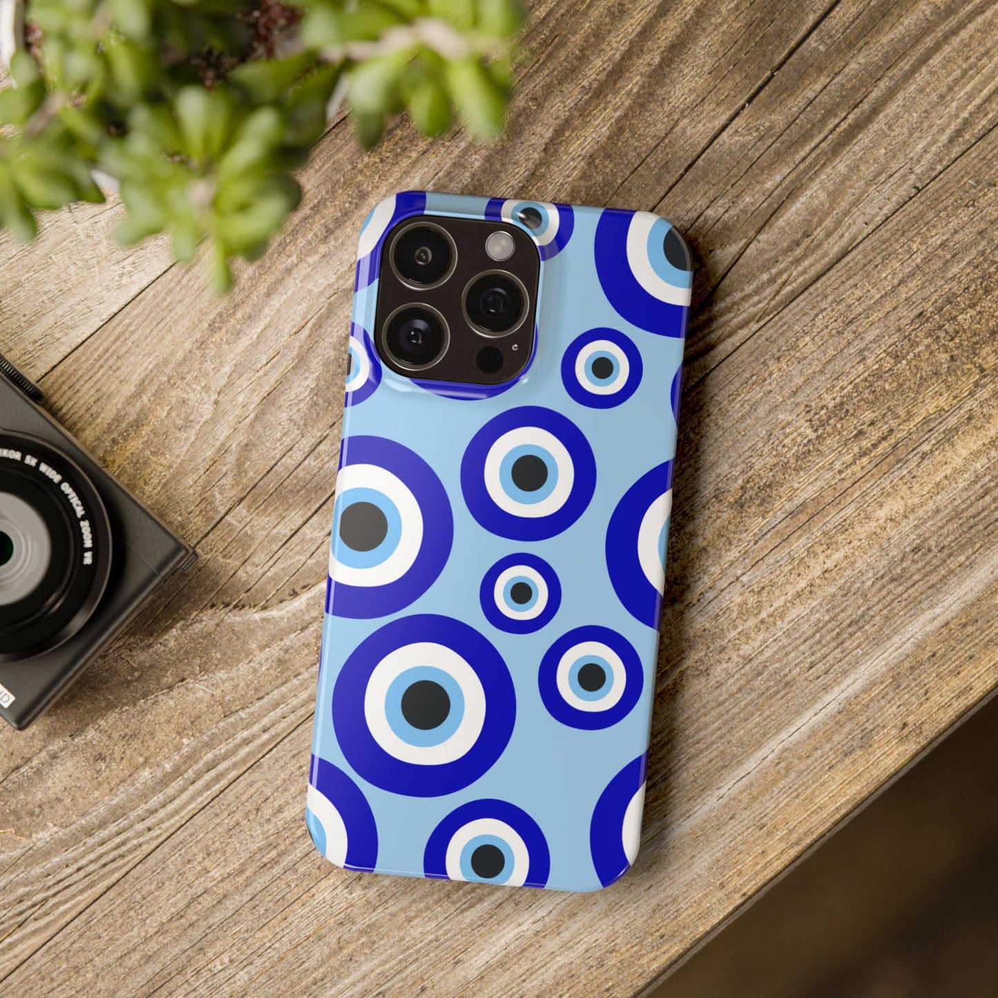 Eye-Catching Slim Phone Case - Blue Evil Eye Design