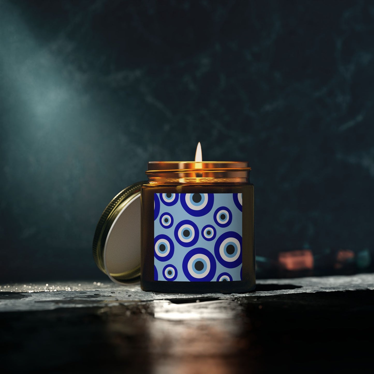 Scented Candles - Coconut Apricot Wax with Blue Eye Design (4oz, 9oz)