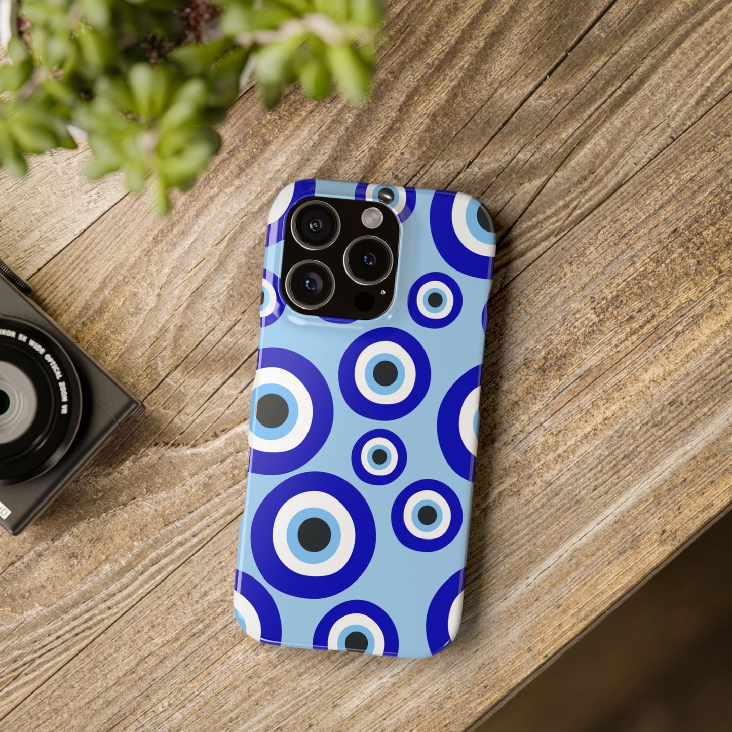 Eye-Catching Slim Phone Case - Blue Evil Eye Design