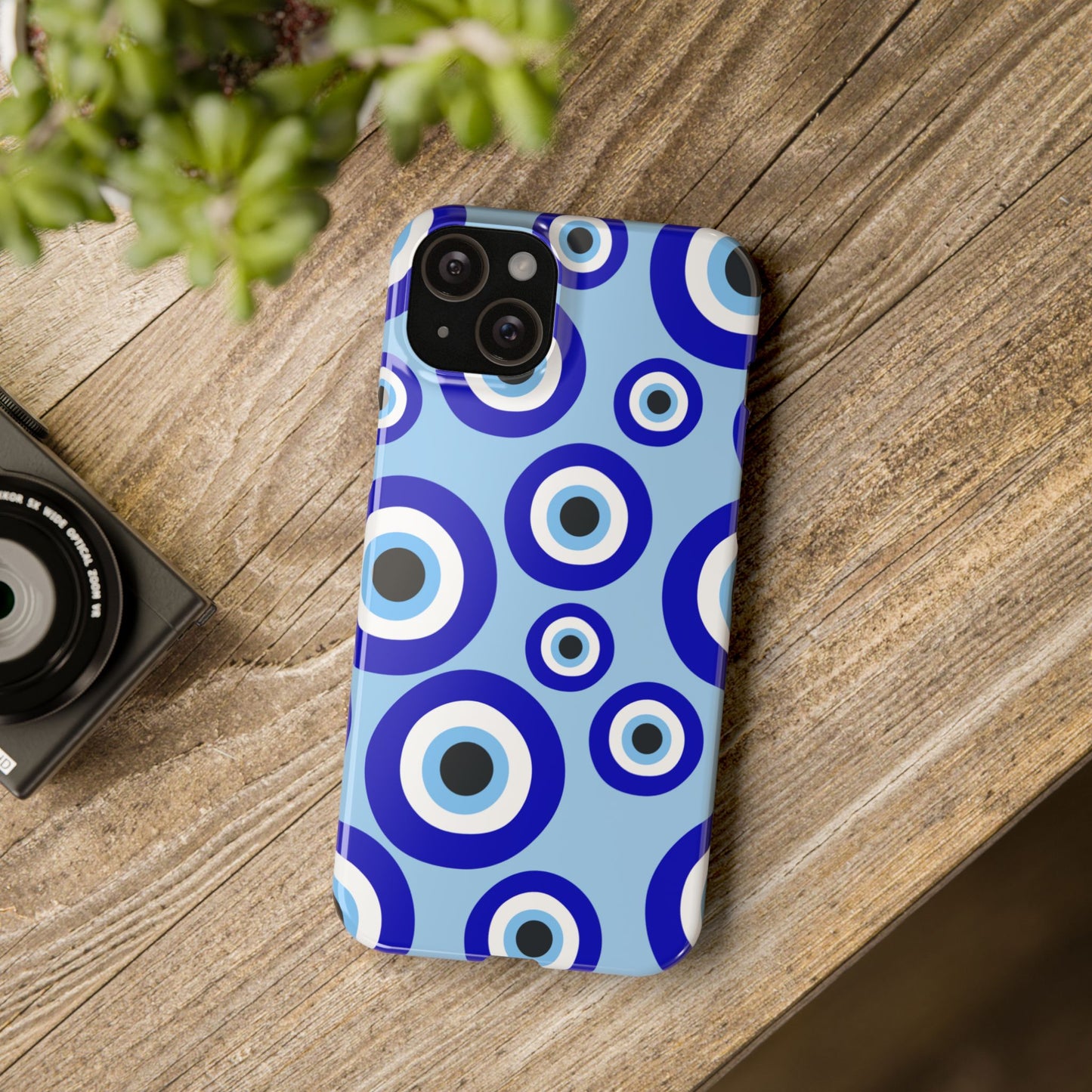 Eye-Catching Slim Phone Case - Blue Evil Eye Design