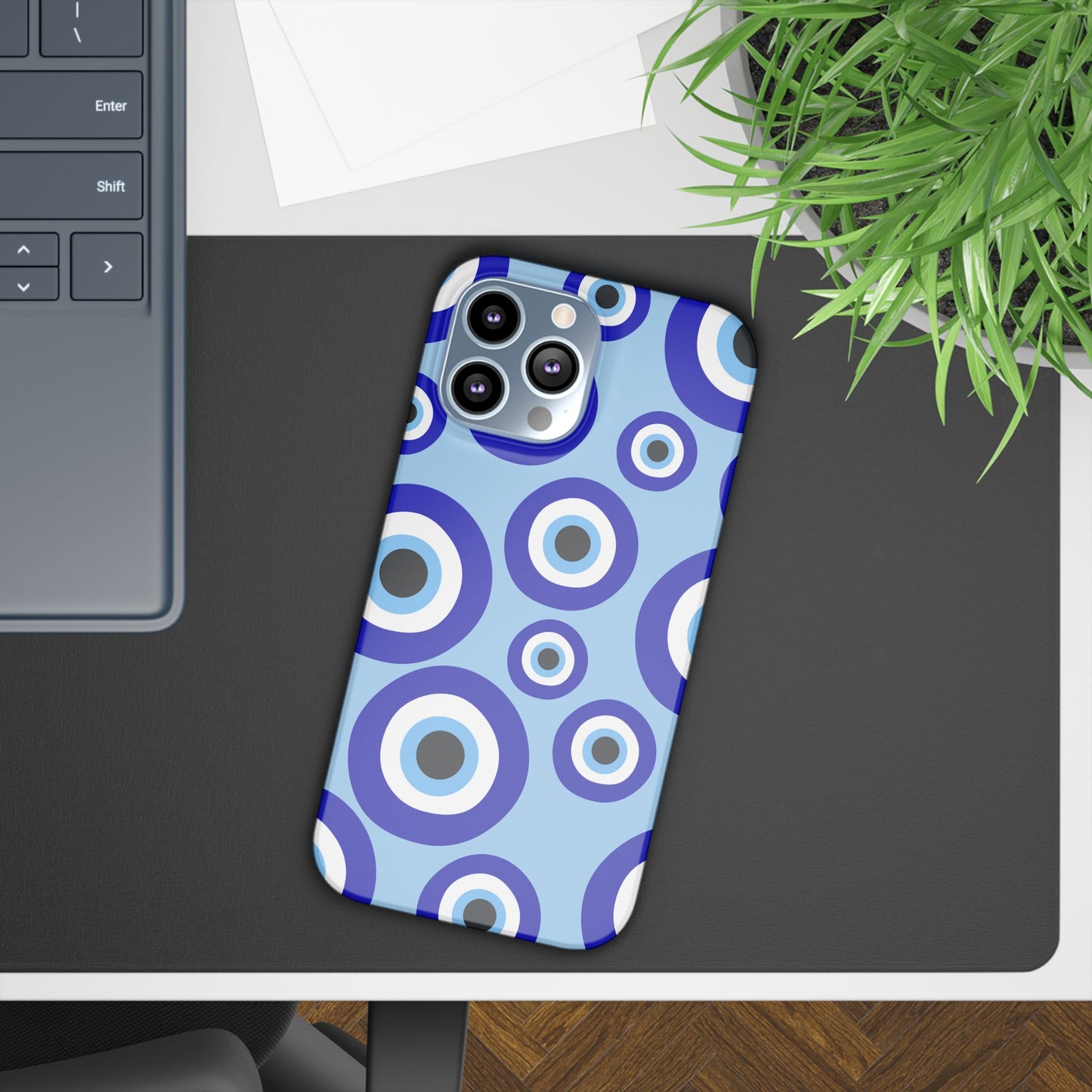 Eye-Catching Slim Phone Case - Blue Evil Eye Design