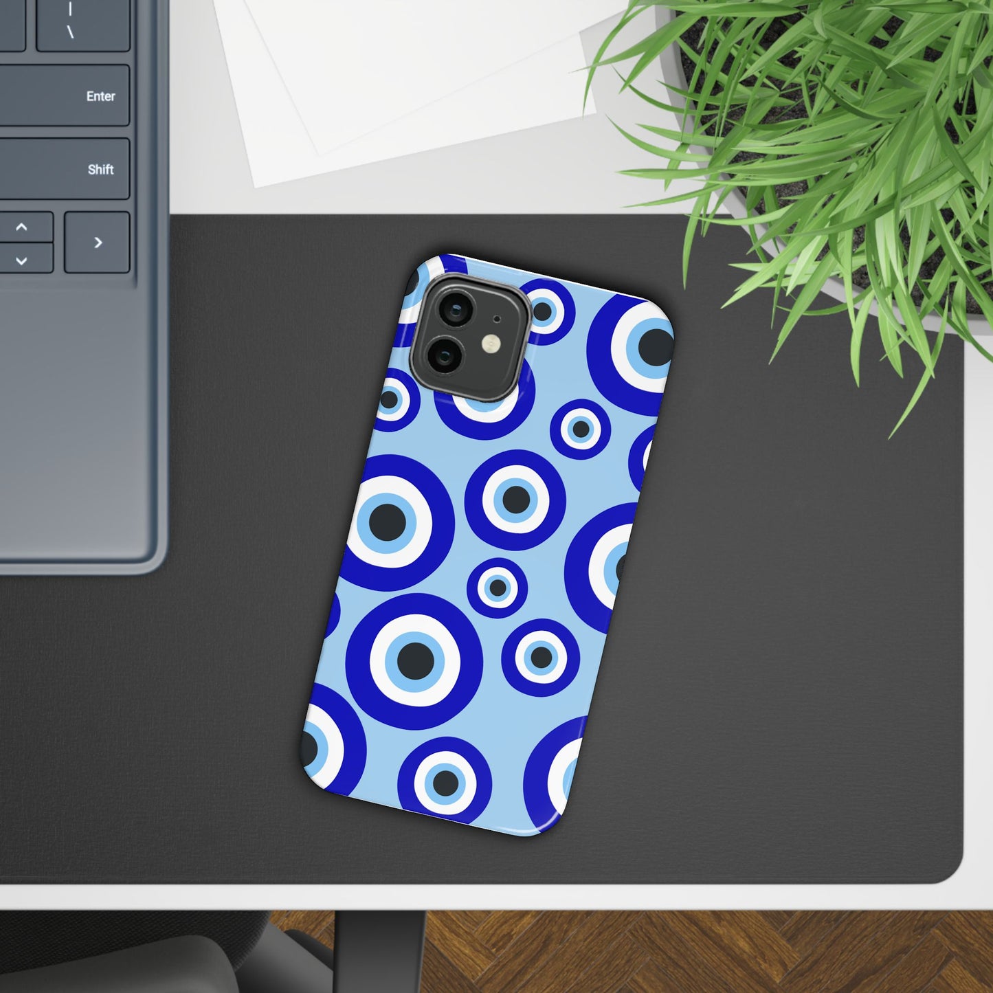 Eye-Catching Slim Phone Case - Blue Evil Eye Design