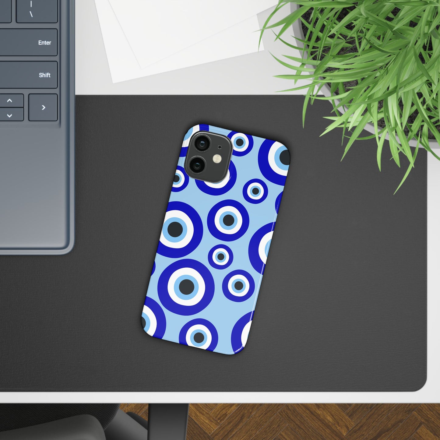 Eye-Catching Slim Phone Case - Blue Evil Eye Design