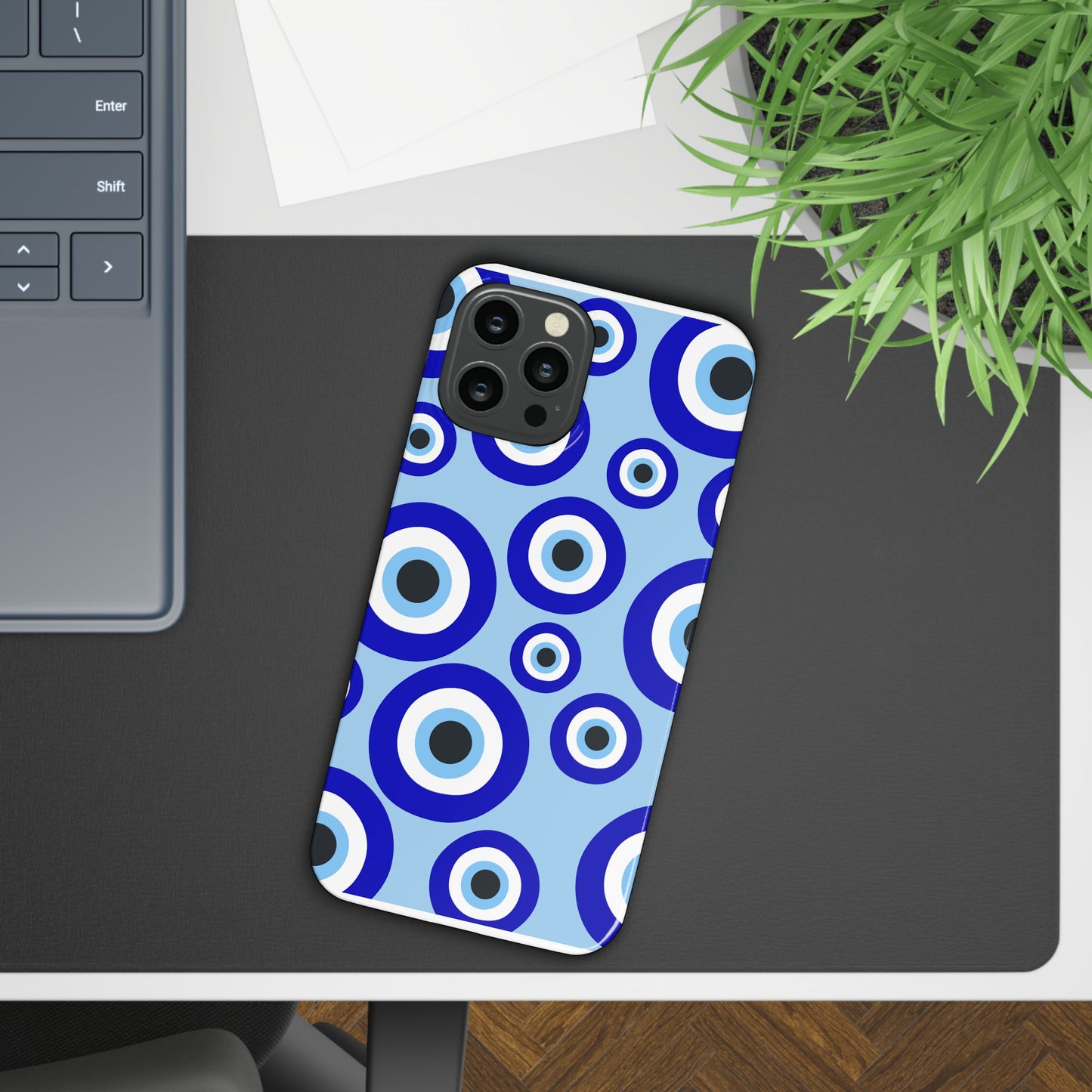 Eye-Catching Slim Phone Case - Blue Evil Eye Design