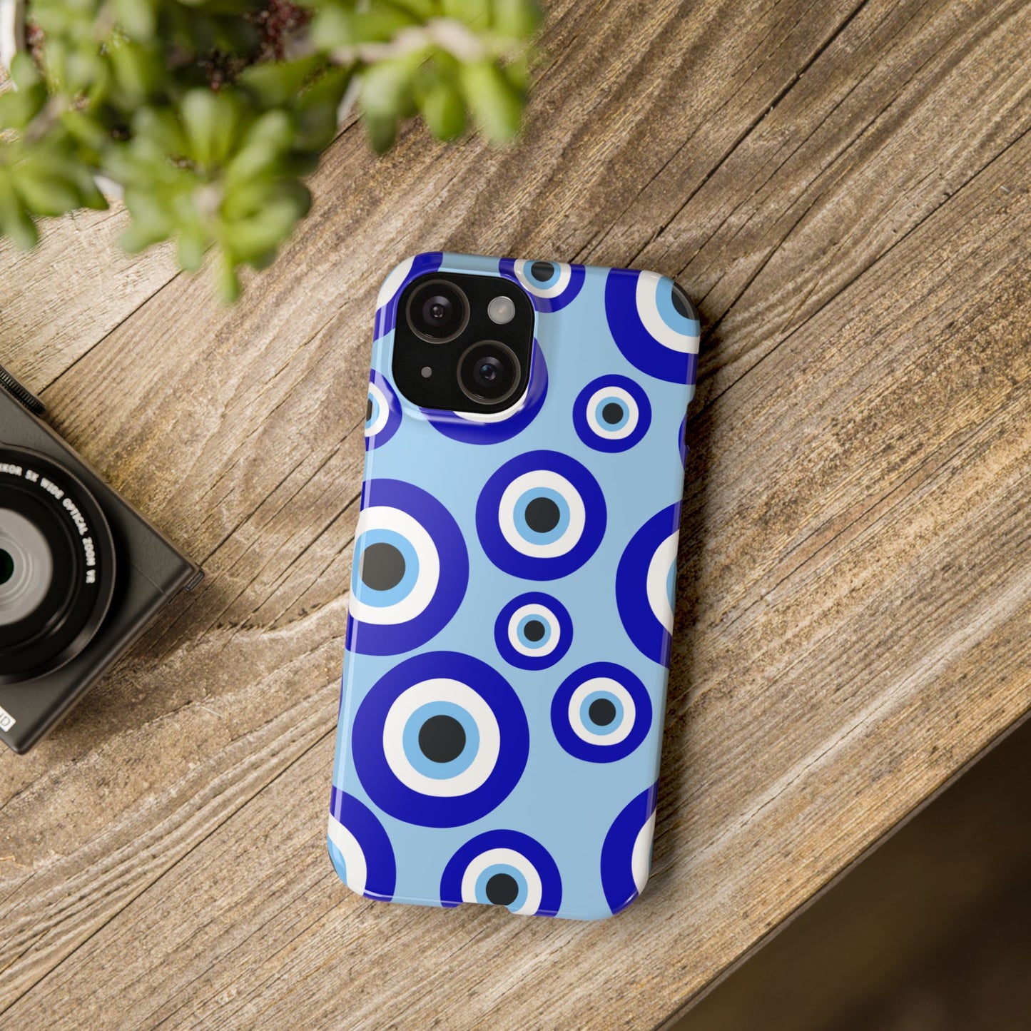 Eye-Catching Slim Phone Case - Blue Evil Eye Design