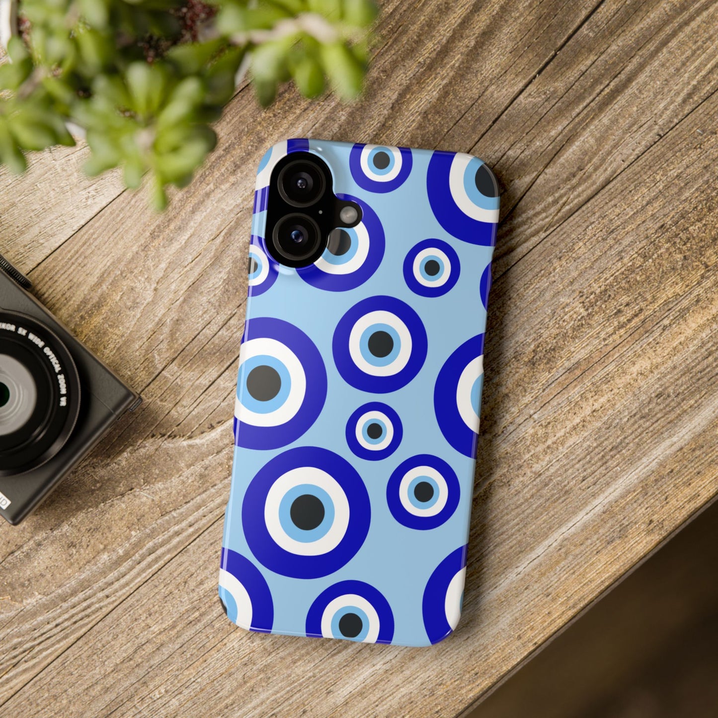Eye-Catching Slim Phone Case - Blue Evil Eye Design