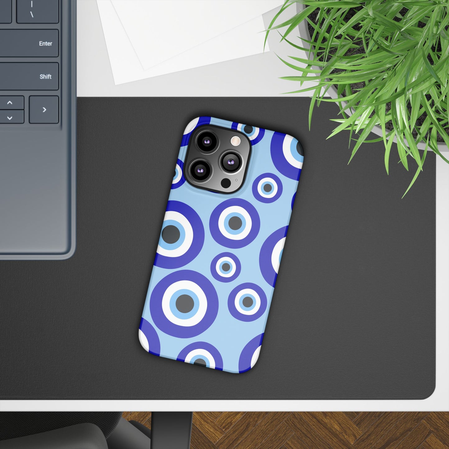 Eye-Catching Slim Phone Case - Blue Evil Eye Design