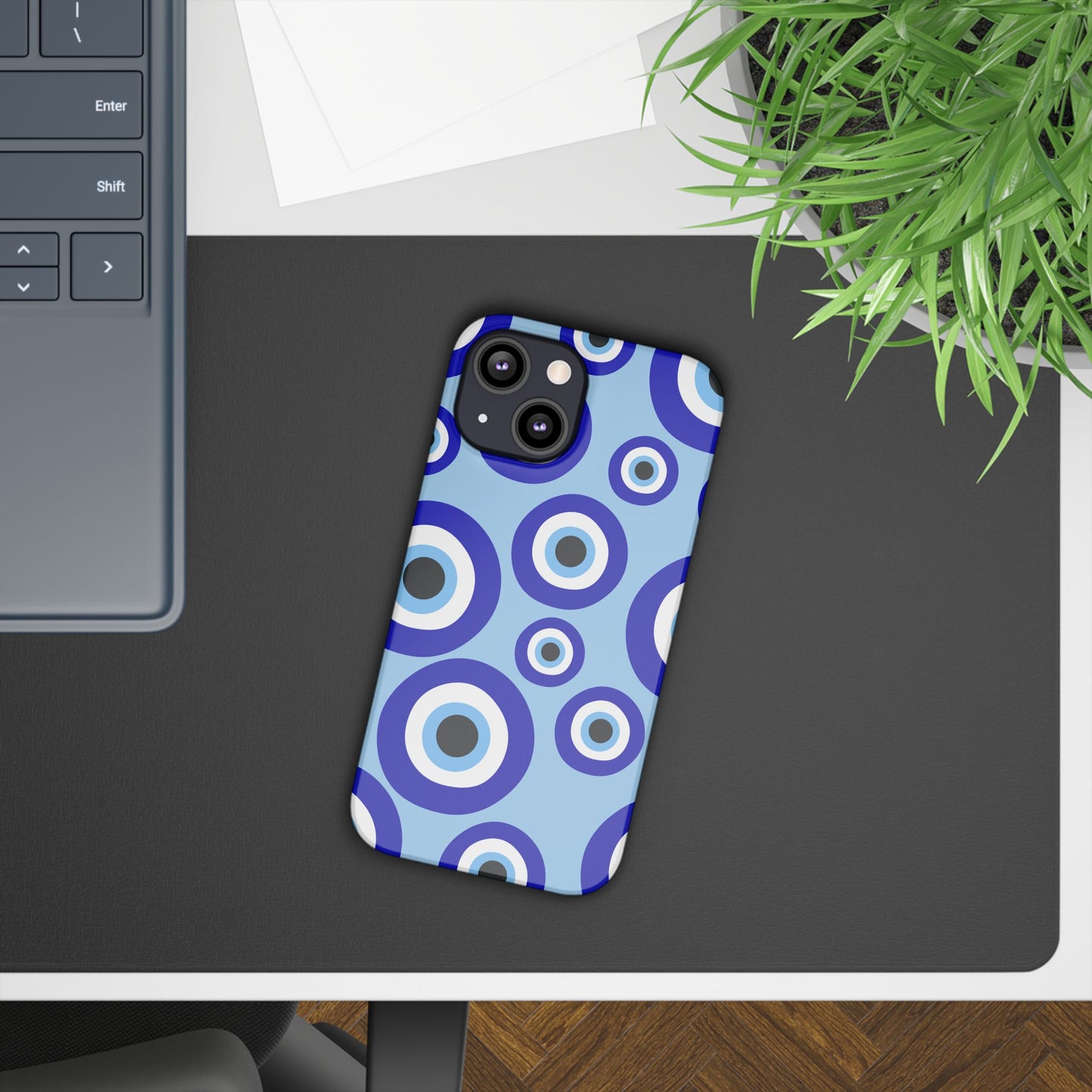 Eye-Catching Slim Phone Case - Blue Evil Eye Design